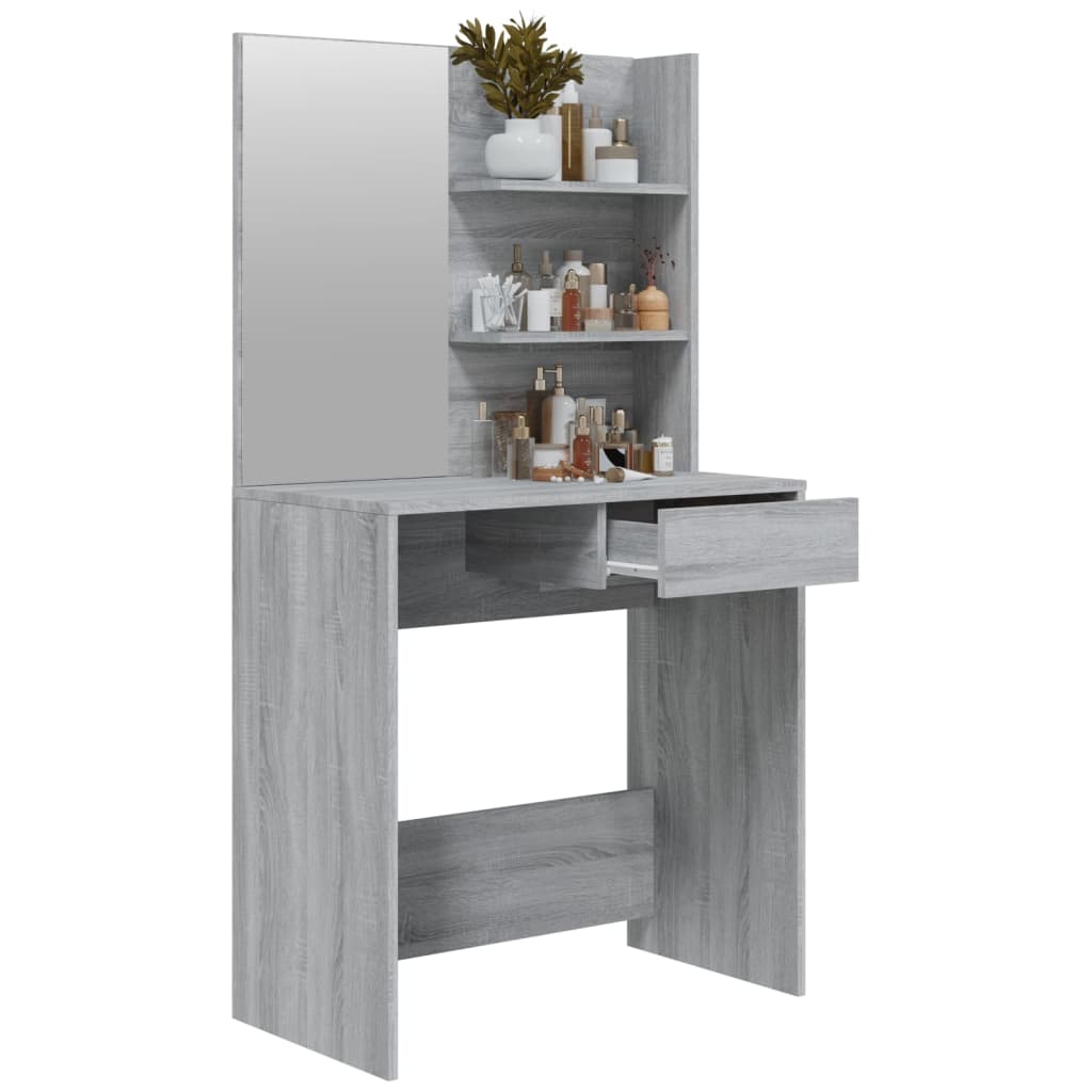 Dressing table with mirror Gray Sonoma 74.5x40x141 cm