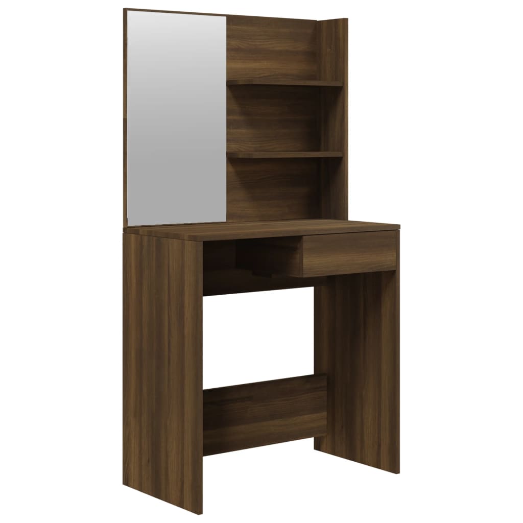 Dressing table with mirror brown oak 74.5x40x141 cm