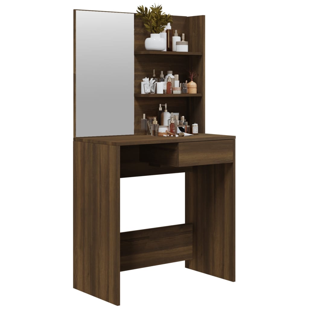 Dressing table with mirror brown oak 74.5x40x141 cm