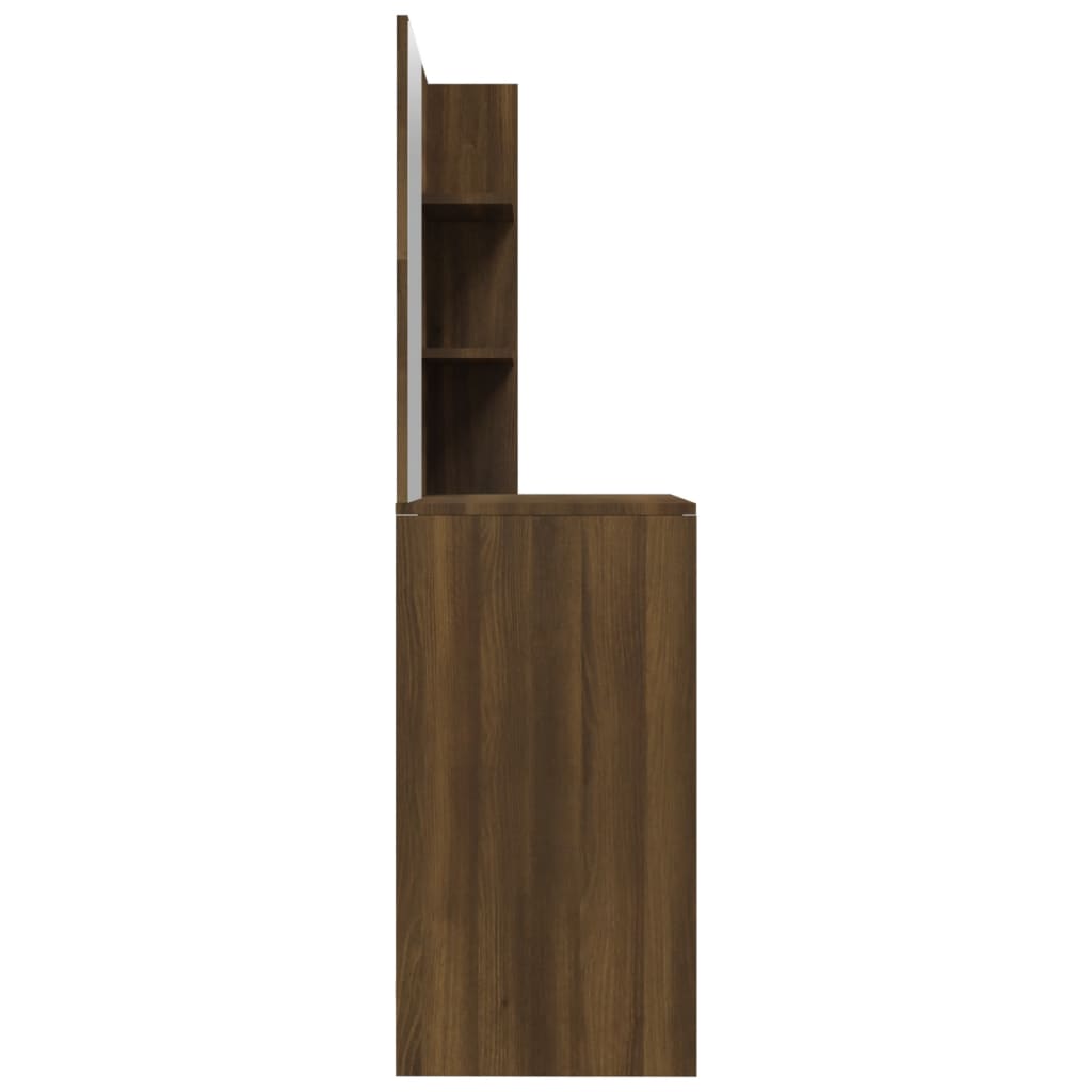 Dressing table with mirror brown oak 74.5x40x141 cm