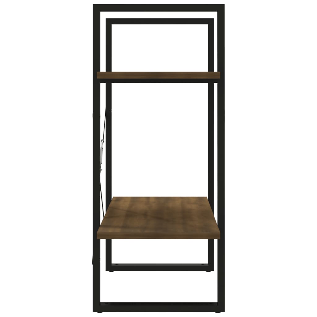 Bibliothèque 2 compartiments aspect chêne marron 60x30x70cm matière bois