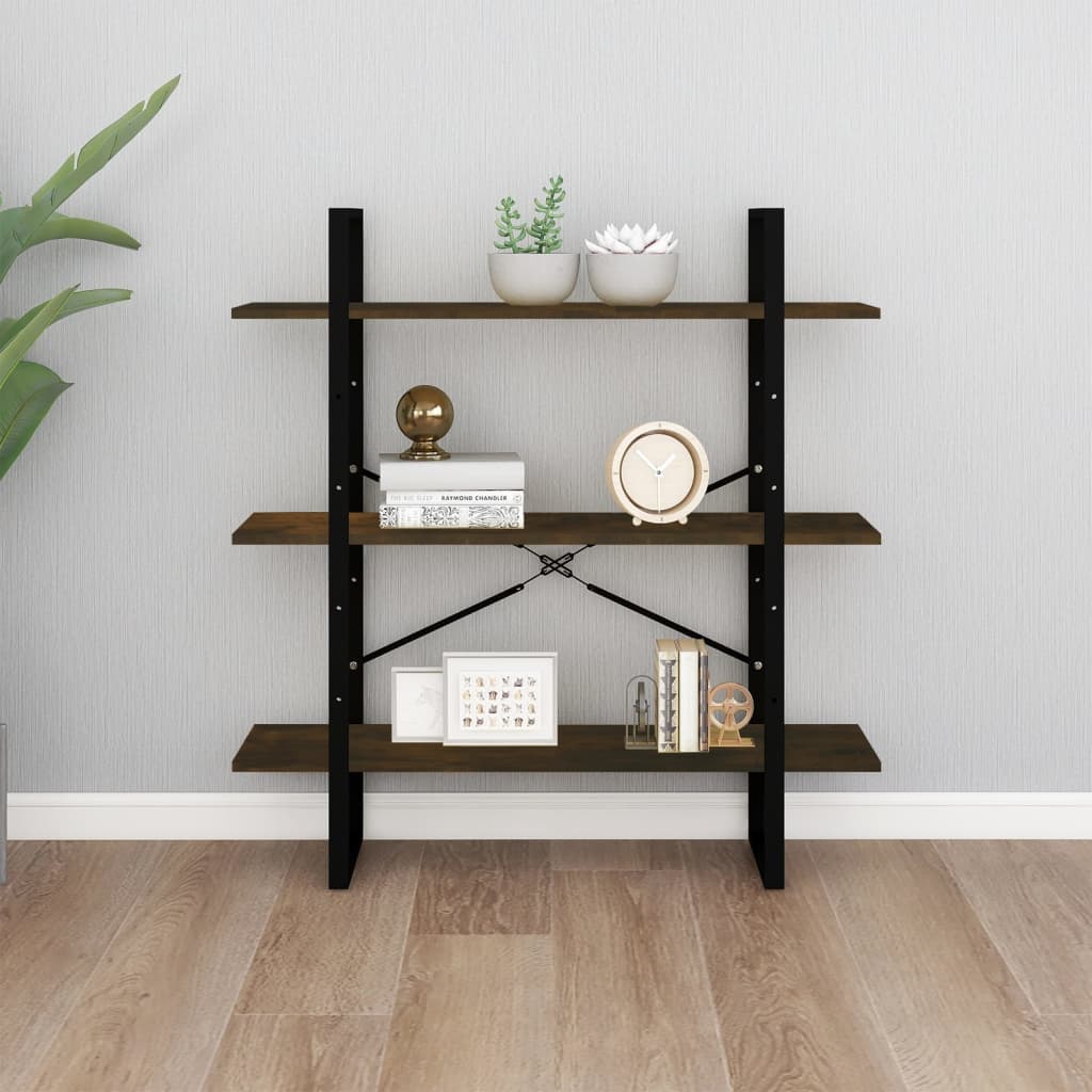 Bibliothèque chêne fumé 100x30x105 cm matière bois