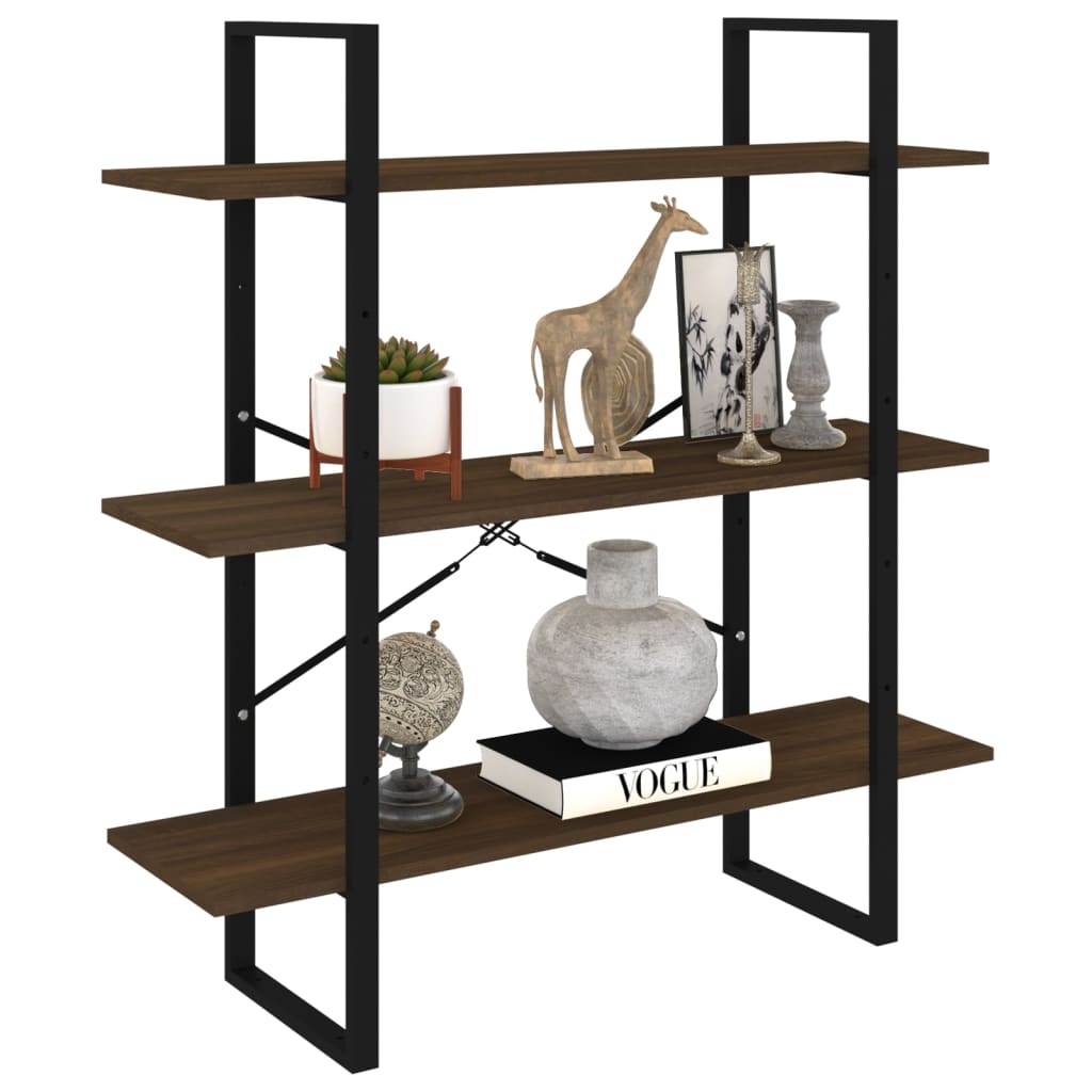 Bibliothèque chêne fumé 100x30x105 cm matière bois