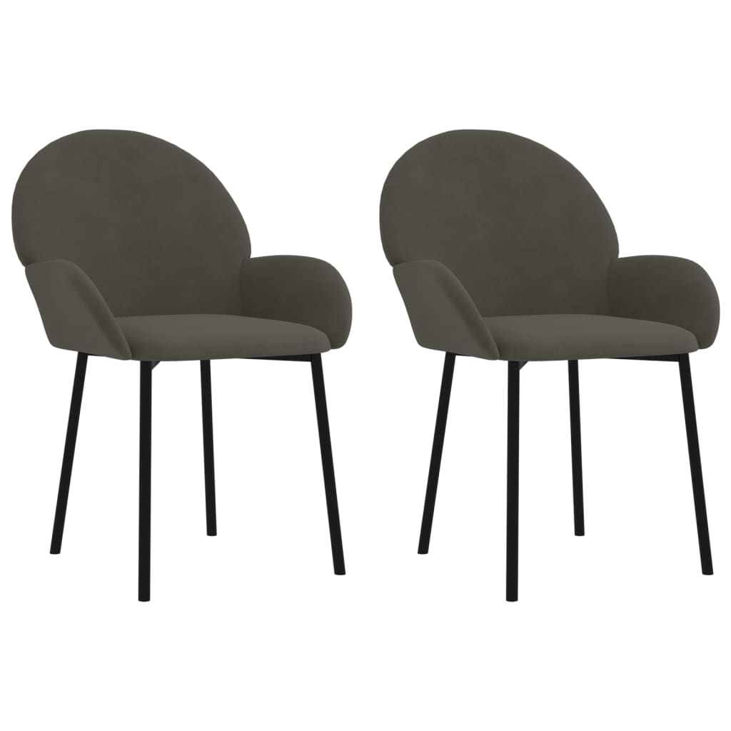 Dining room chairs 2 pcs. Dark gray velvet