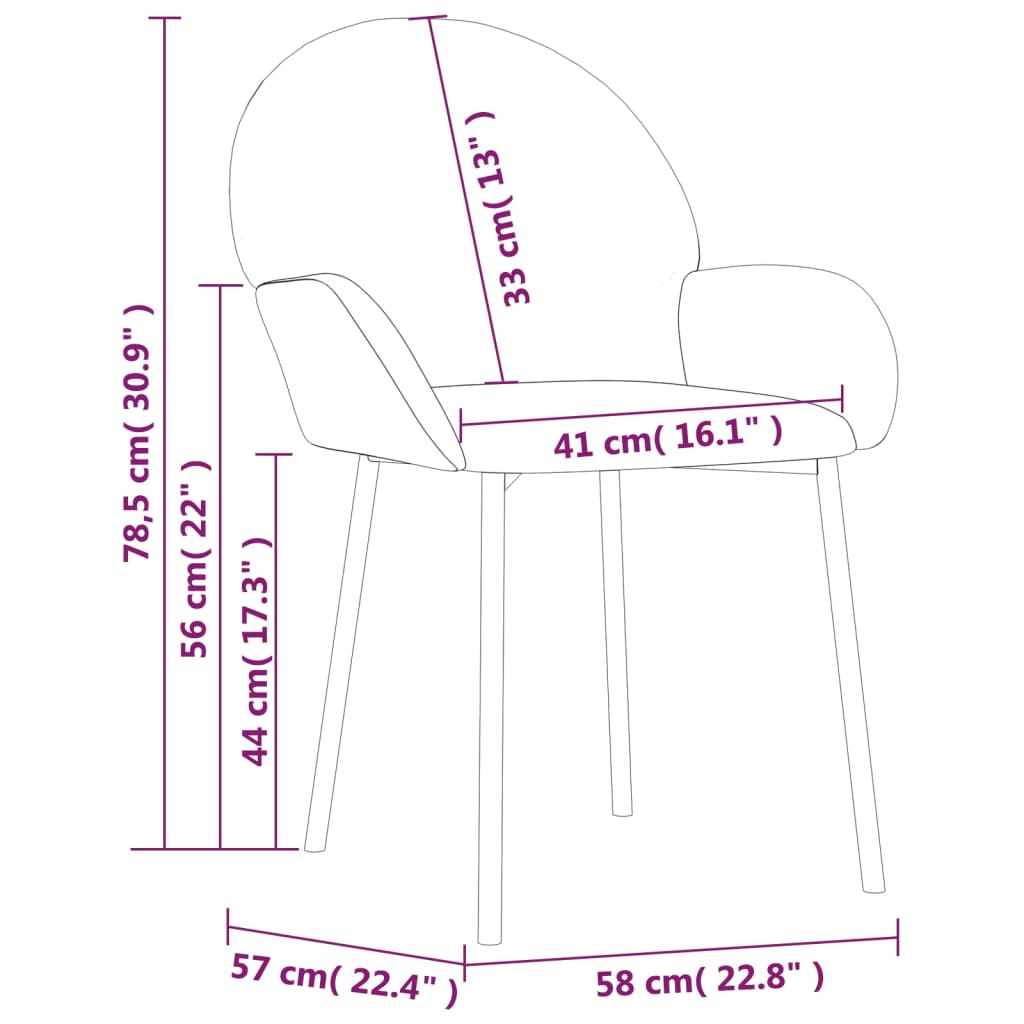 Dining room chairs 2 pcs. Dark gray velvet