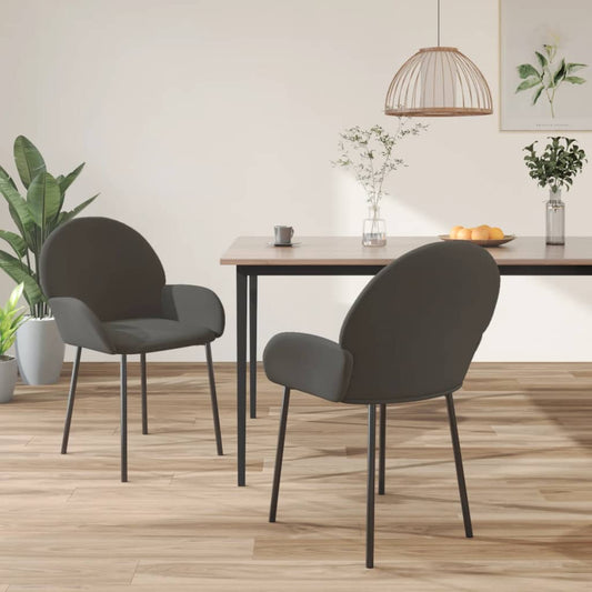 Dining room chairs 2 pcs. Dark gray velvet