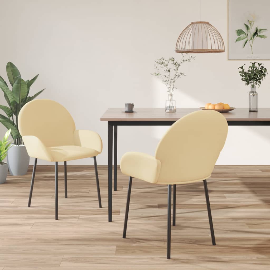 Dining room chairs 2 pcs. Cream velvet