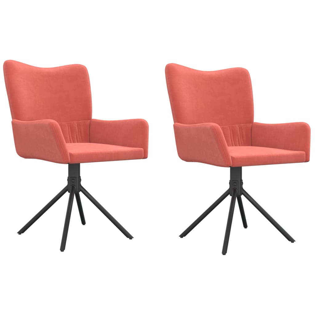 Dining room chairs 2 pcs. Swivel pink velvet