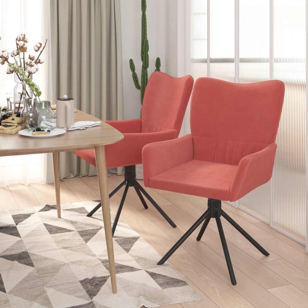 Dining room chairs 2 pcs. Swivel pink velvet