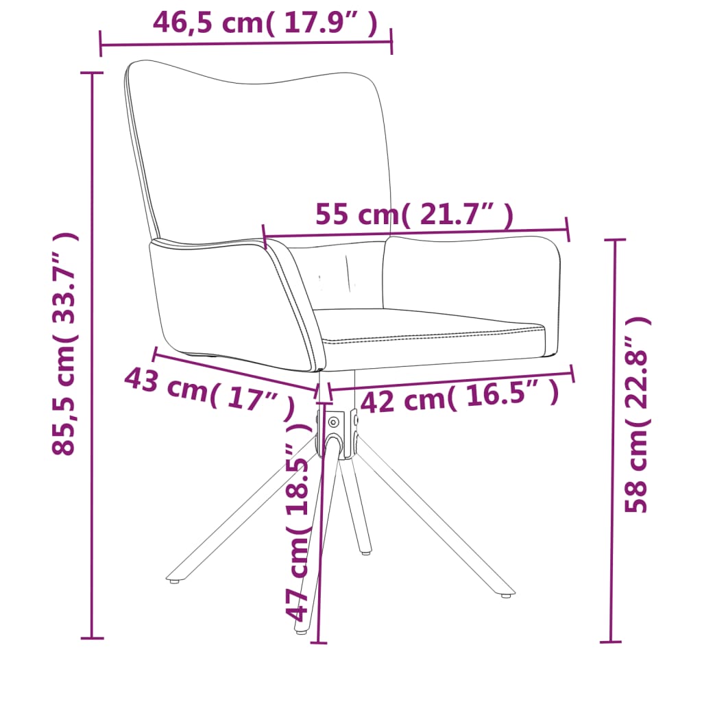 Dining room chairs 2 pcs. Swivel pink velvet