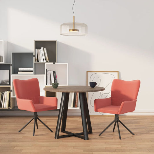 Dining room chairs 2 pcs. Swivel pink velvet