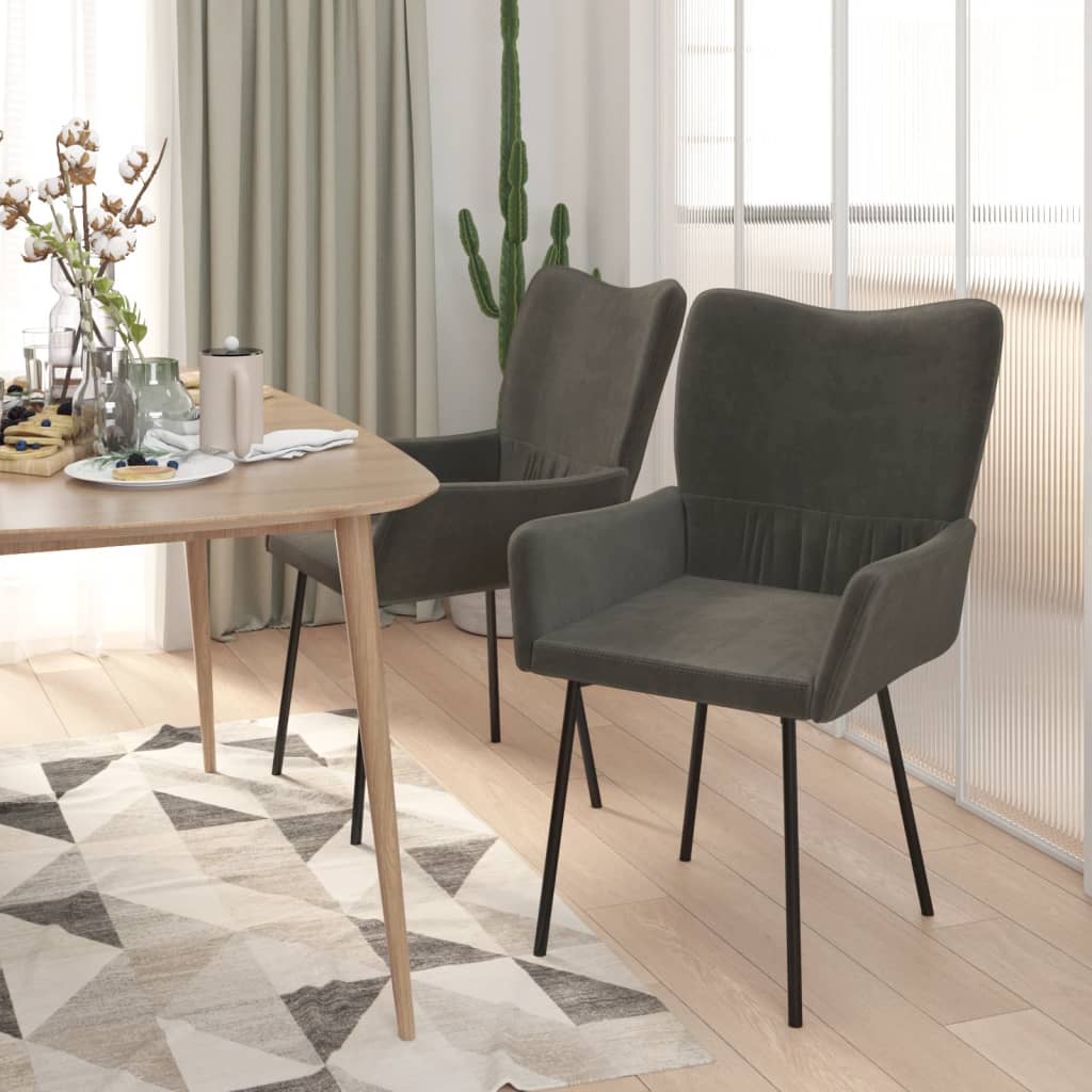 Dining room chairs 2 pcs. Dark gray velvet