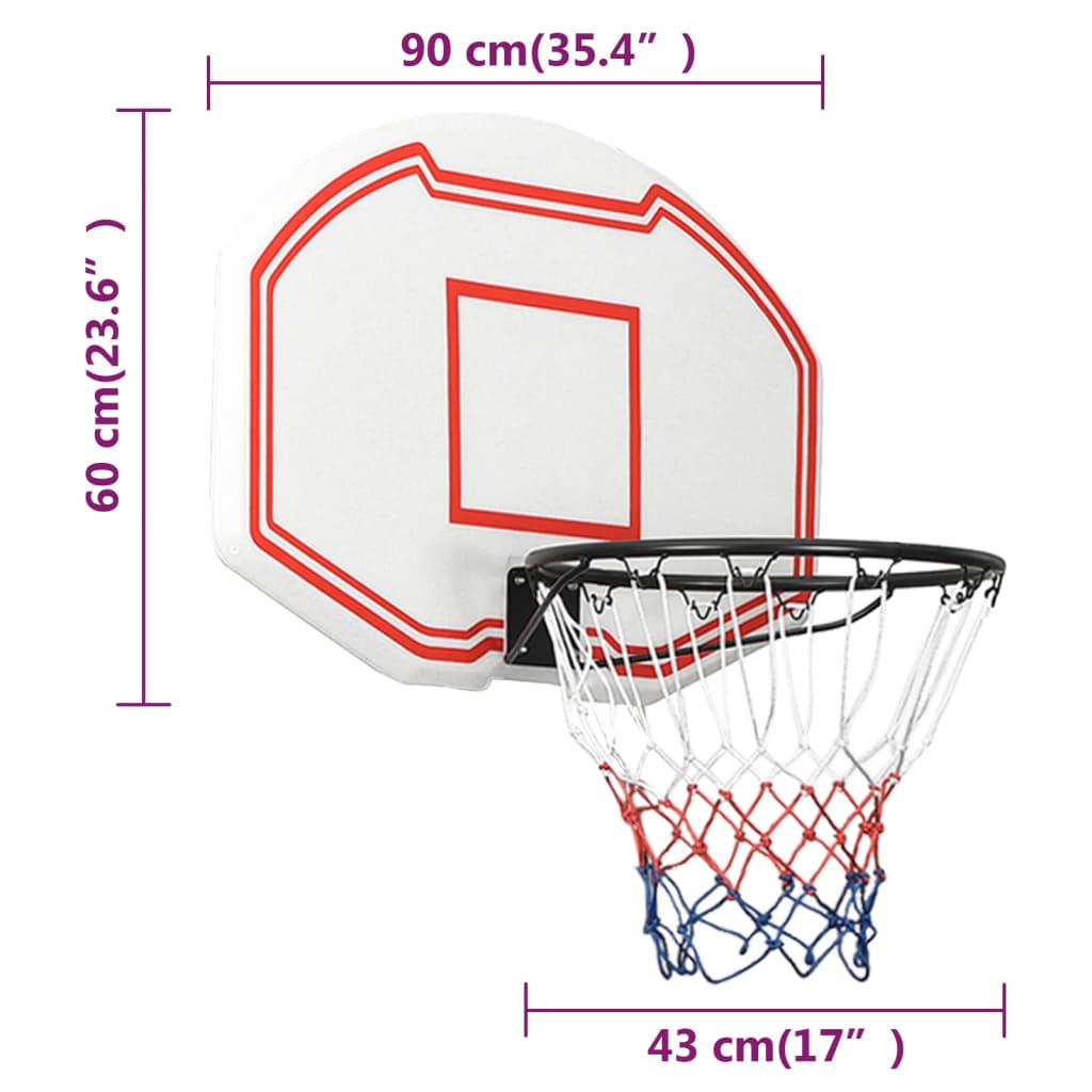 Panier de basket blanc 90x60x2 cm en polyéthylène