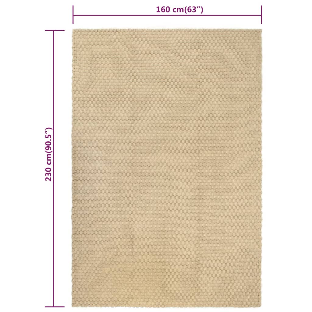 Tapis Rectangulaire Naturel 160x230 cm Coton