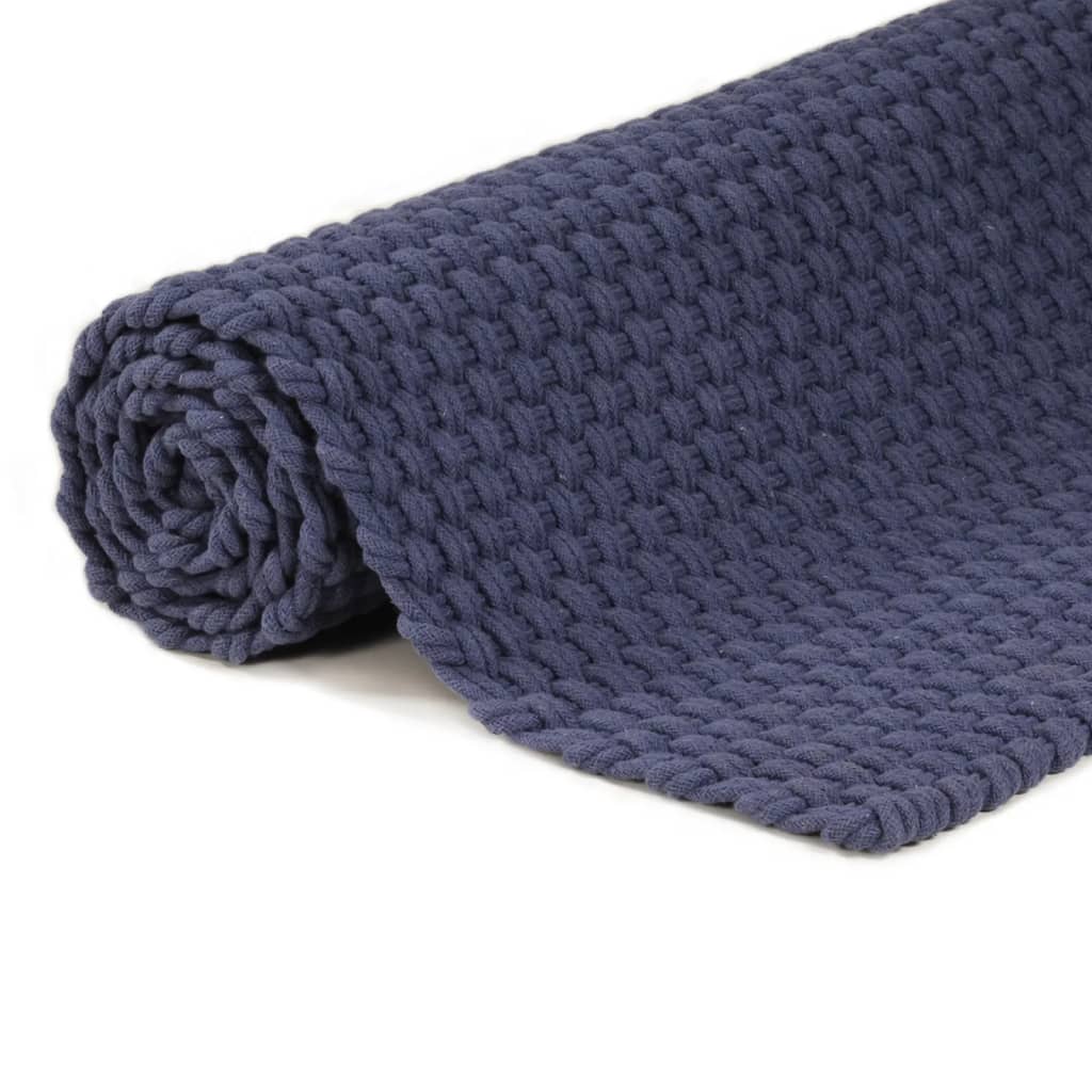 Tapis rectangulaire bleu marine 180x250 cm coton