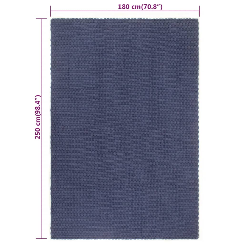 Tapis rectangulaire bleu marine 180x250 cm coton