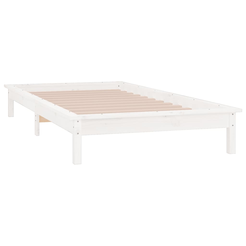 Lit en bois massif avec éclairage LED blanc 100x200 cm