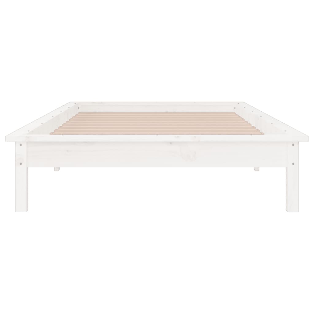 Lit en bois massif avec éclairage LED blanc 100x200 cm