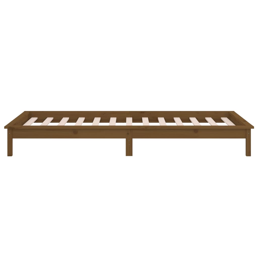 Lit en bois massif avec éclairage LED marron miel 100x200 cm