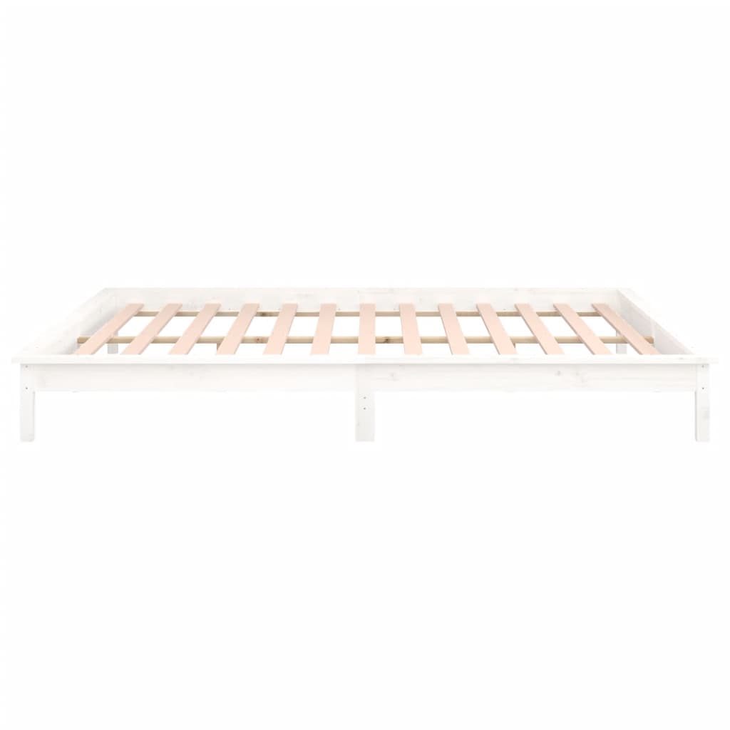 Lit en bois massif avec éclairage LED blanc 120x200 cm