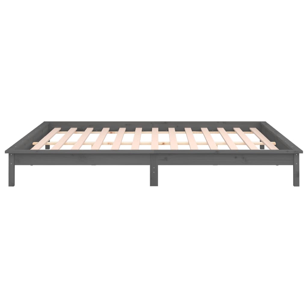 Massivholzbett mit LED-Beleuchtung Grau 120x200 cm