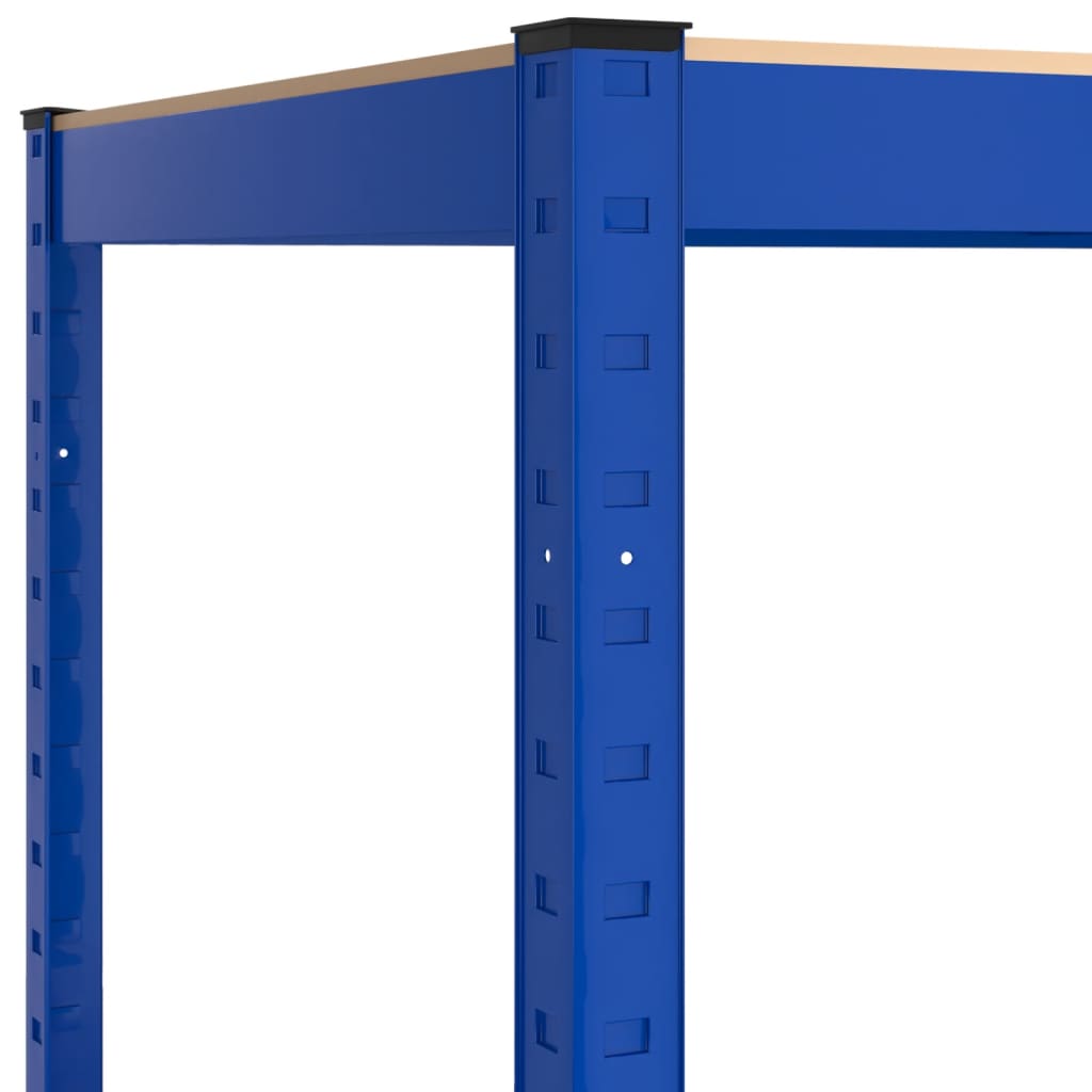 Corner shelf with 5 shelves blue steel &amp; wood material