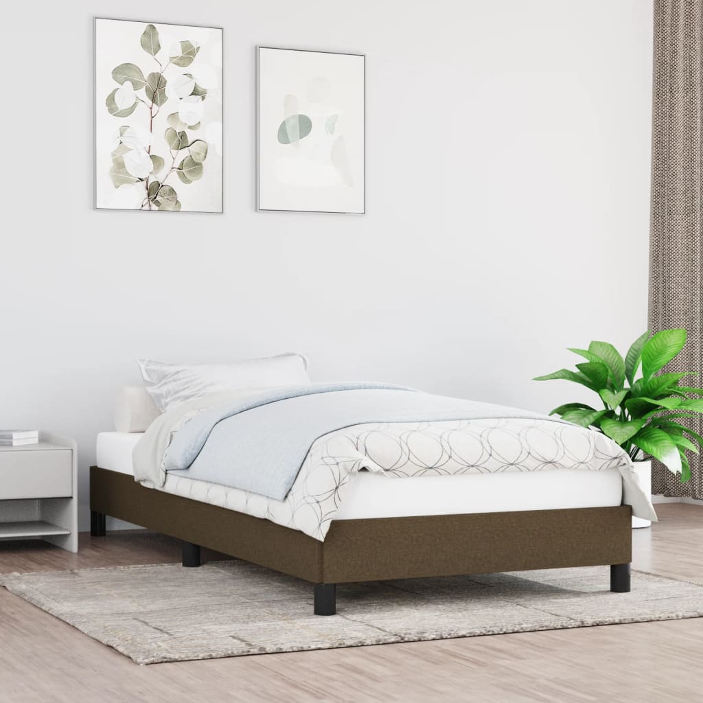 Bed frame dark brown 90x200 cm fabric