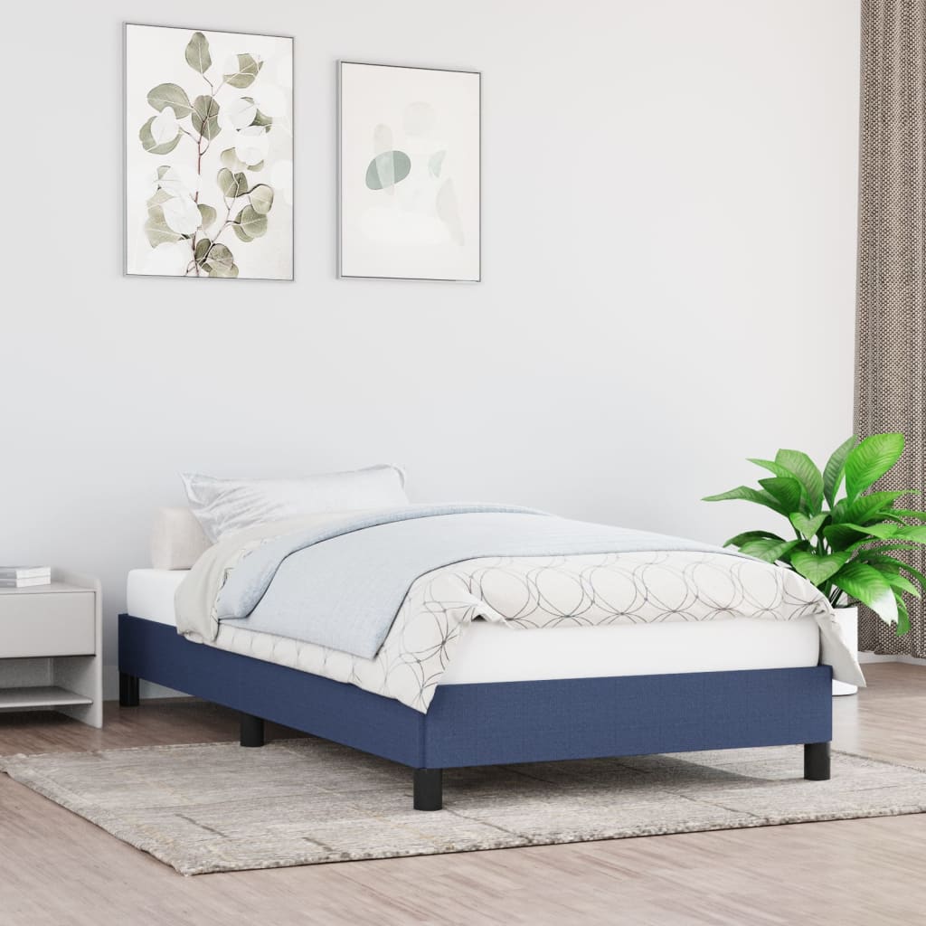 Bed frame blue 100x200 cm fabric