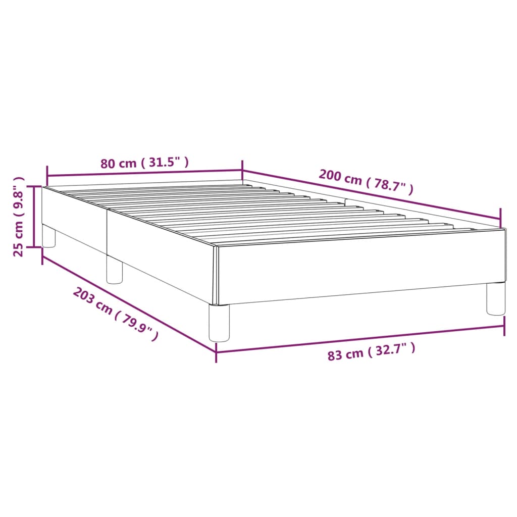 Bettgestell ohne Matratze Schwarz 80x200 cm Stoff