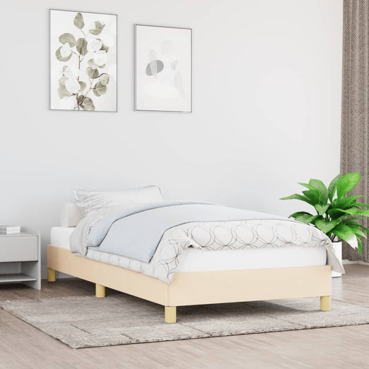 Bettgestell ohne Matratze Creme 80x200 cm Stoff