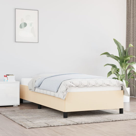 Bettgestell ohne Matratze Creme 90x190 cm Stoff