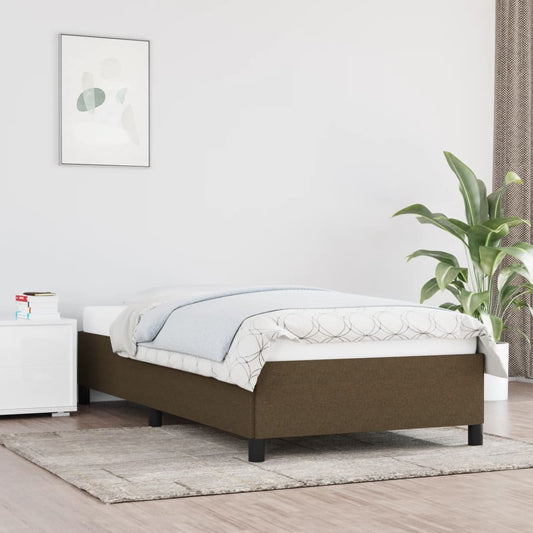 Bed frame dark brown 90x200 cm fabric