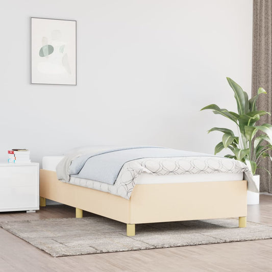 Bettgestell ohne Matratze Creme 90x190 cm Stoff