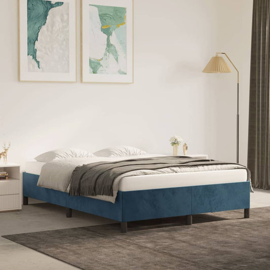 Bed frame dark blue 140x190 cm velvet