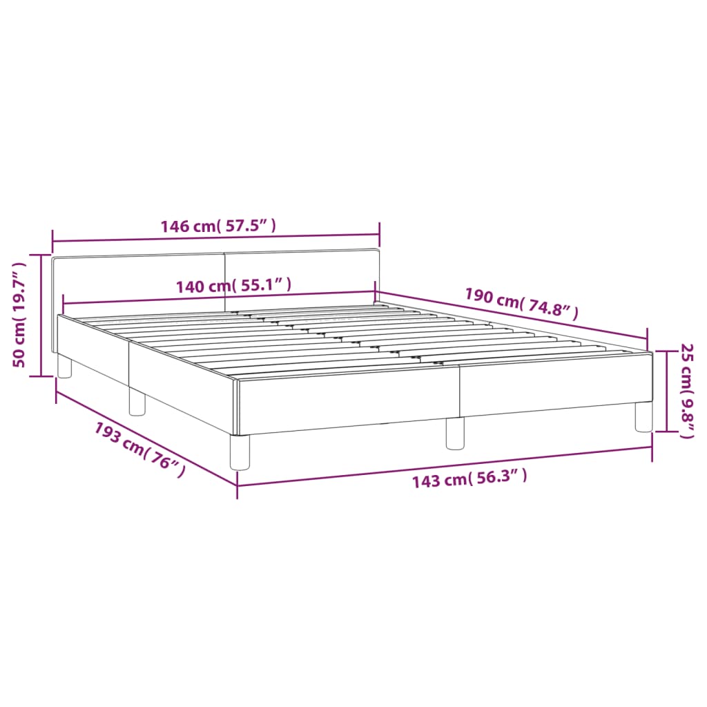 Bettgestell ohne Matratze Schwarz 140x190 cm Stoff