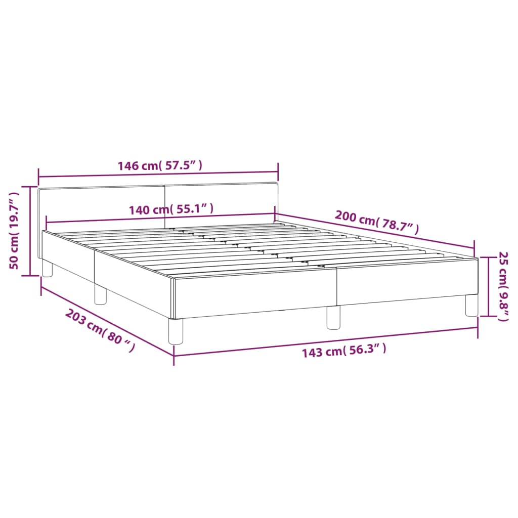 Bettgestell ohne Matratze Schwarz 140x200 cm Stoff