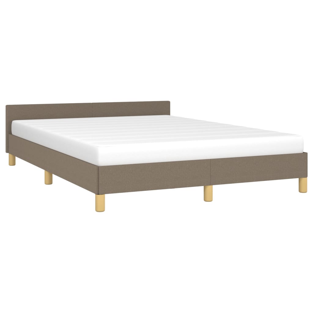 Cadre de lit avec tête de lit tissu taupe 140x200 cm