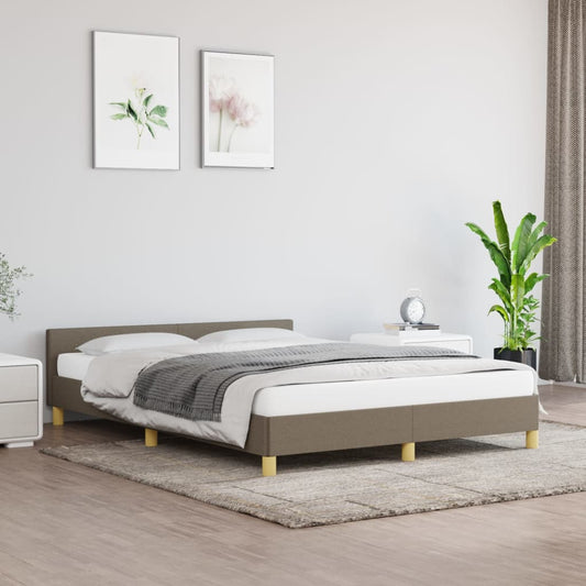 Cadre de lit avec tête de lit tissu taupe 140x200 cm
