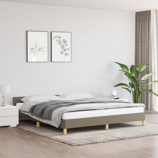 Cadre de lit avec tête de lit tissu taupe 180x200 cm