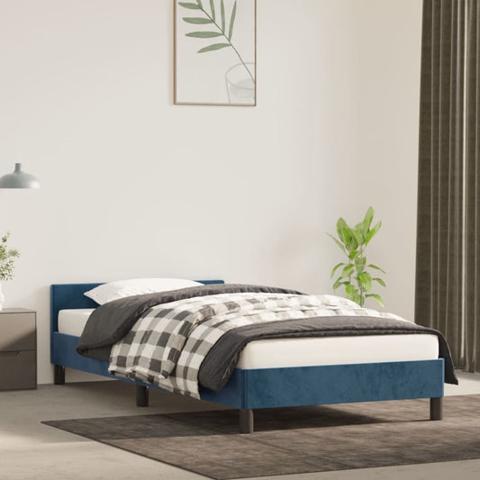 Bed frame with headboard dark blue 80x200 cm velvet