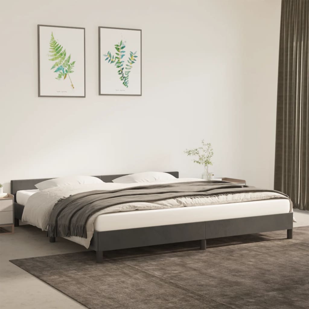 Bettgestell ohne Matratze Dunkelgrau 200x200 cm Samt