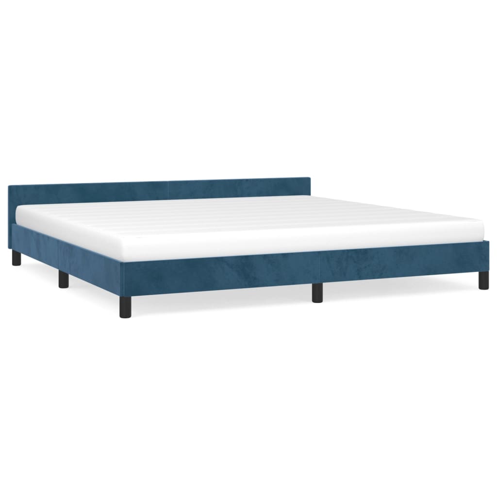 Bed frame with headboard dark blue 200x200 cm velvet