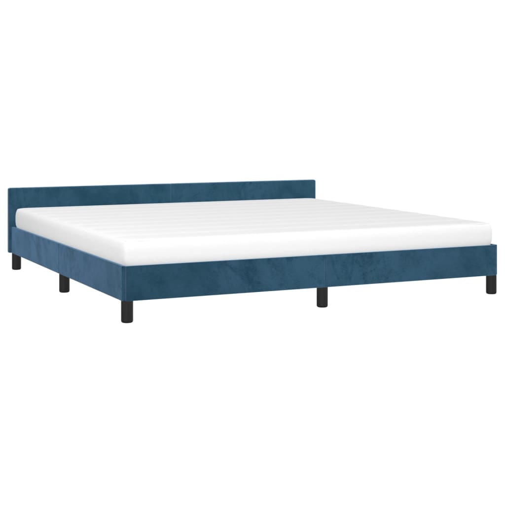 Bed frame with headboard dark blue 200x200 cm velvet
