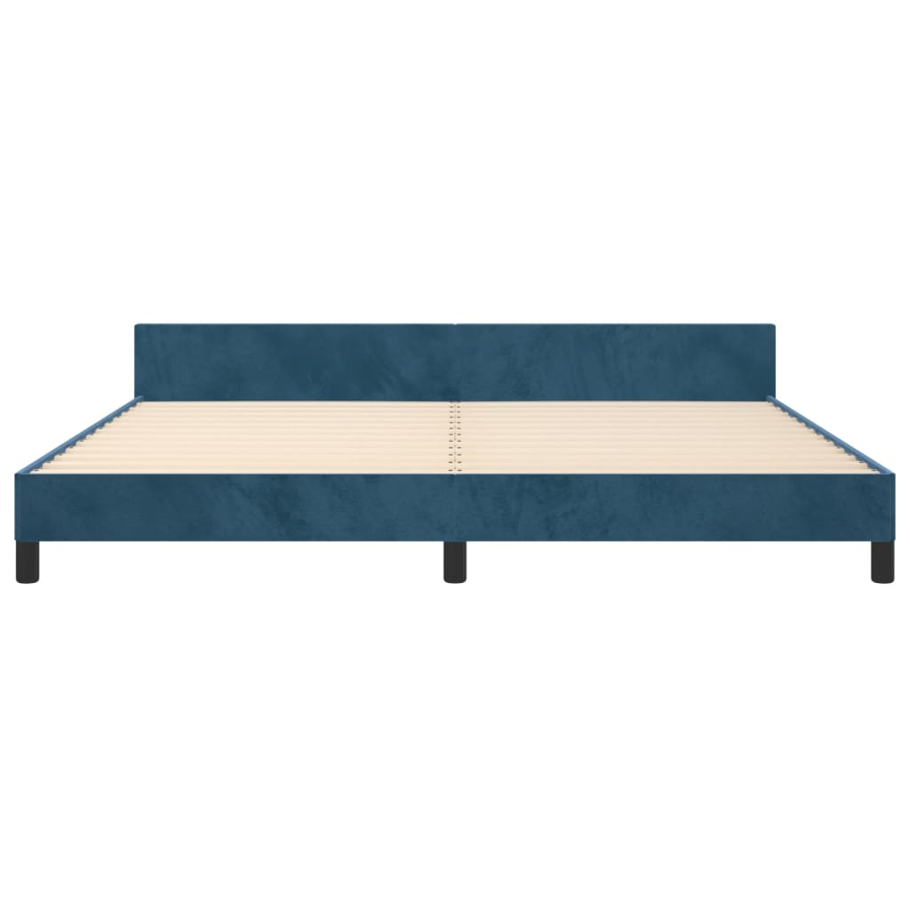 Bed frame with headboard dark blue 200x200 cm velvet