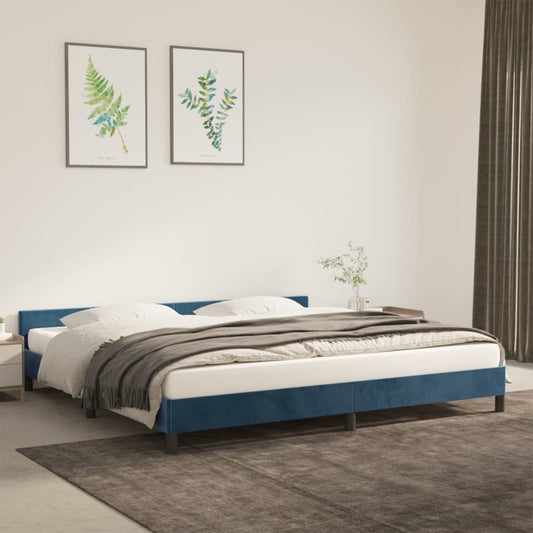 Bed frame with headboard dark blue 200x200 cm velvet