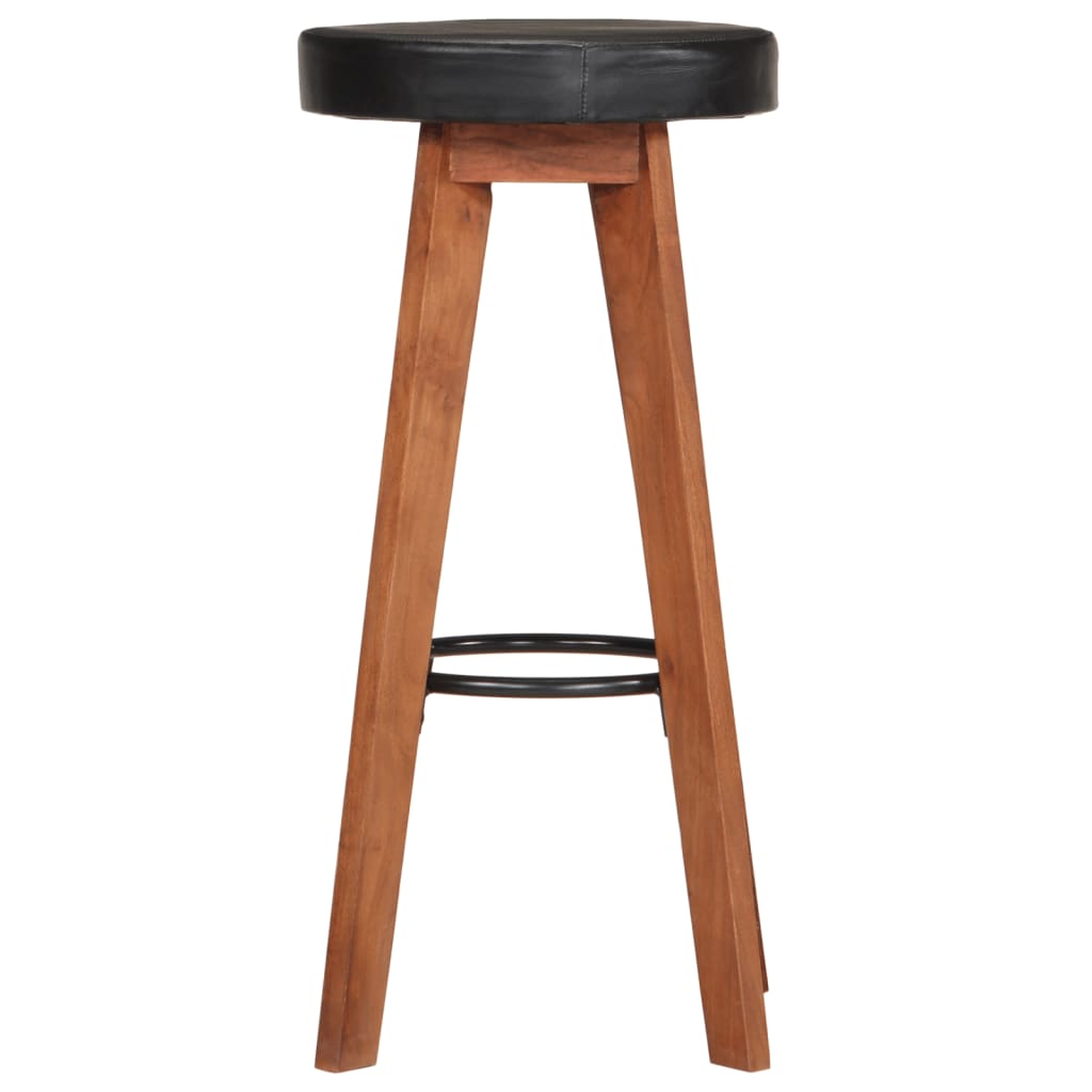 Bar stools 2 pieces. Real leather and solid acacia wood