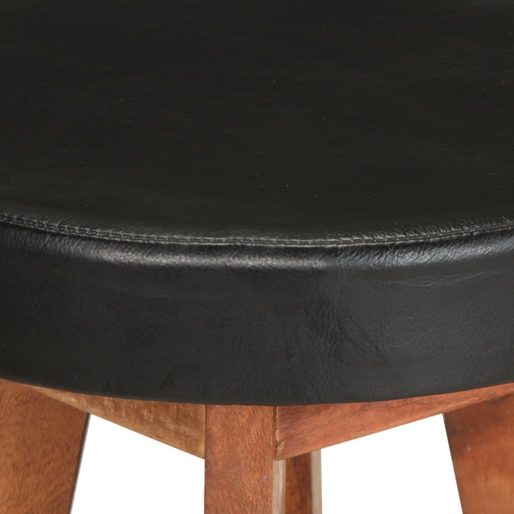 Bar stools 2 pieces. Real leather and solid acacia wood