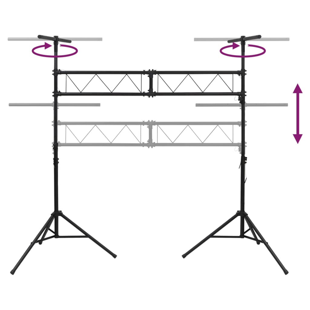 Light stand black 338x115x(180-300) cm steel