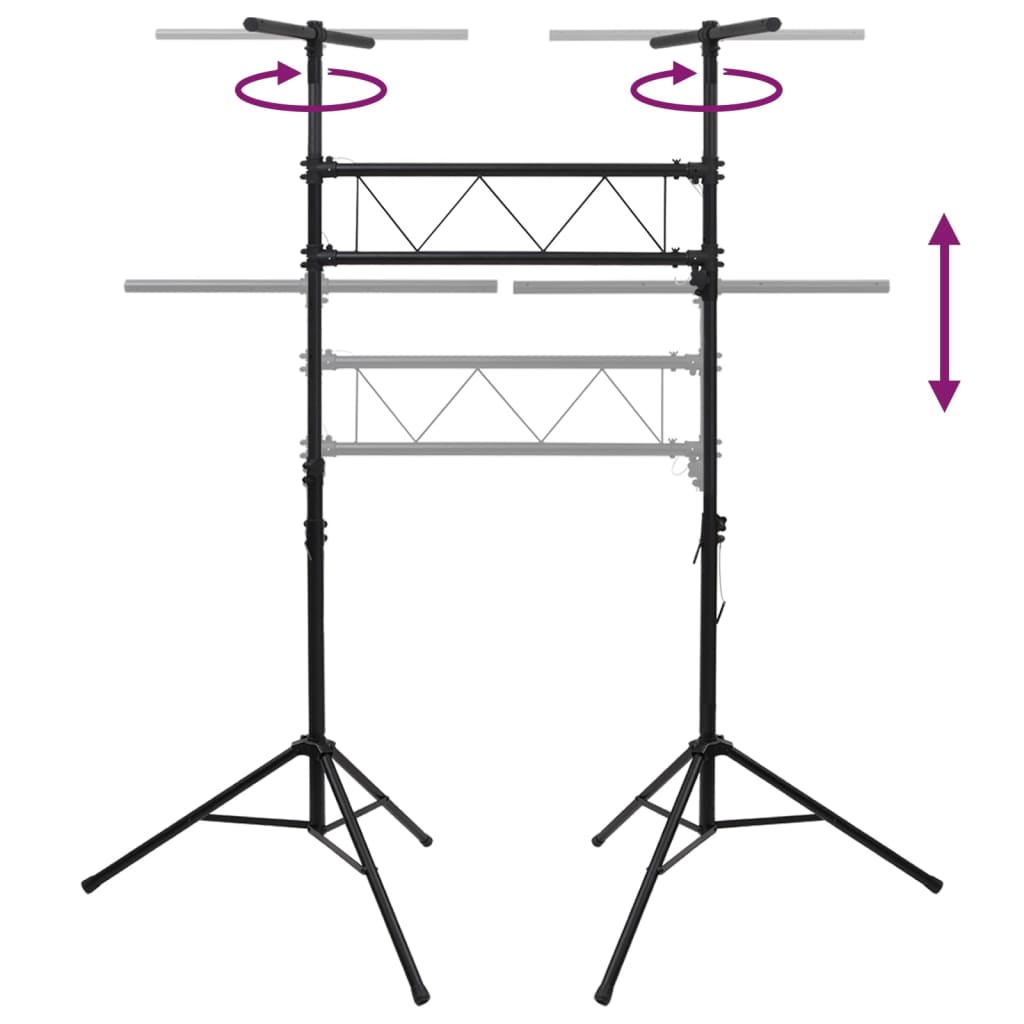 Light stand black 238x115x(180-300) cm steel