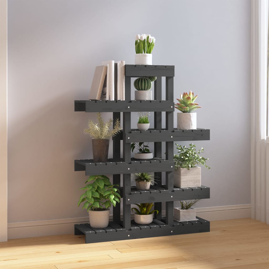 Plant stand grey 85x25x109,5 cm solid pine wood